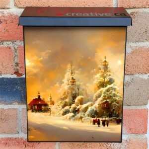 Snowy Rural Village Colonial Mailbox Cover