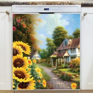 Sunflower Cottage #2 Magnetic Dishwasher Door Cover