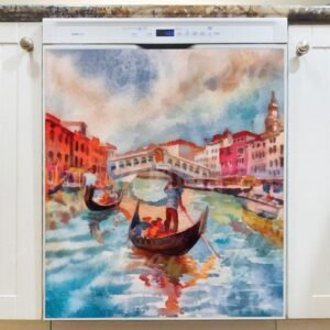 Venice Canal with Tourists and Gondola Magnetic Dishwasher Door Cover