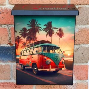 Hippy Wagon at the Beach #1 Colonial Mailbox Cover