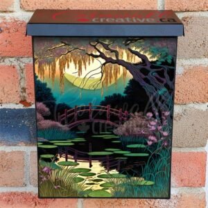 Japanese Garden Sunset #4 Colonial Mailbox Cover