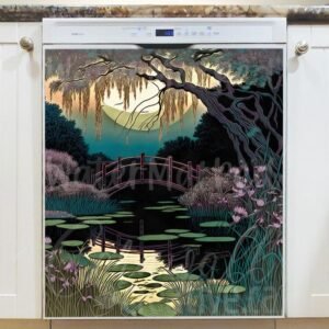 Japanese Garden Sunset #4 Magnetic Dishwasher Door Cover