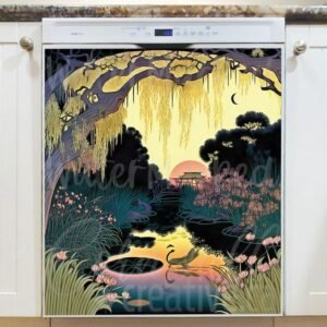 Japanese Garden Sunset #5 Magnetic Dishwasher Door Cover