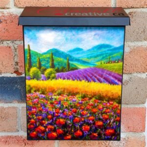 Italian Lavender and Poppy Field Colonial Mailbox Cover